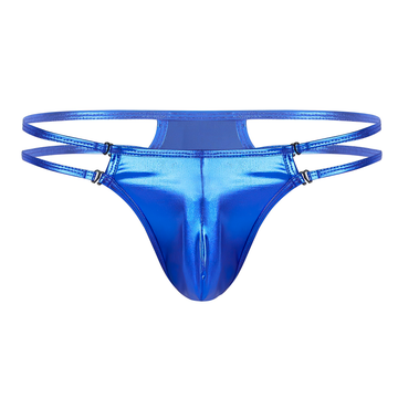 Fashion Male Shiny Metallic Low Rise Lingerie / Bulge Pouch T-Back Jockstrap Underwear - EVE's SECRETS